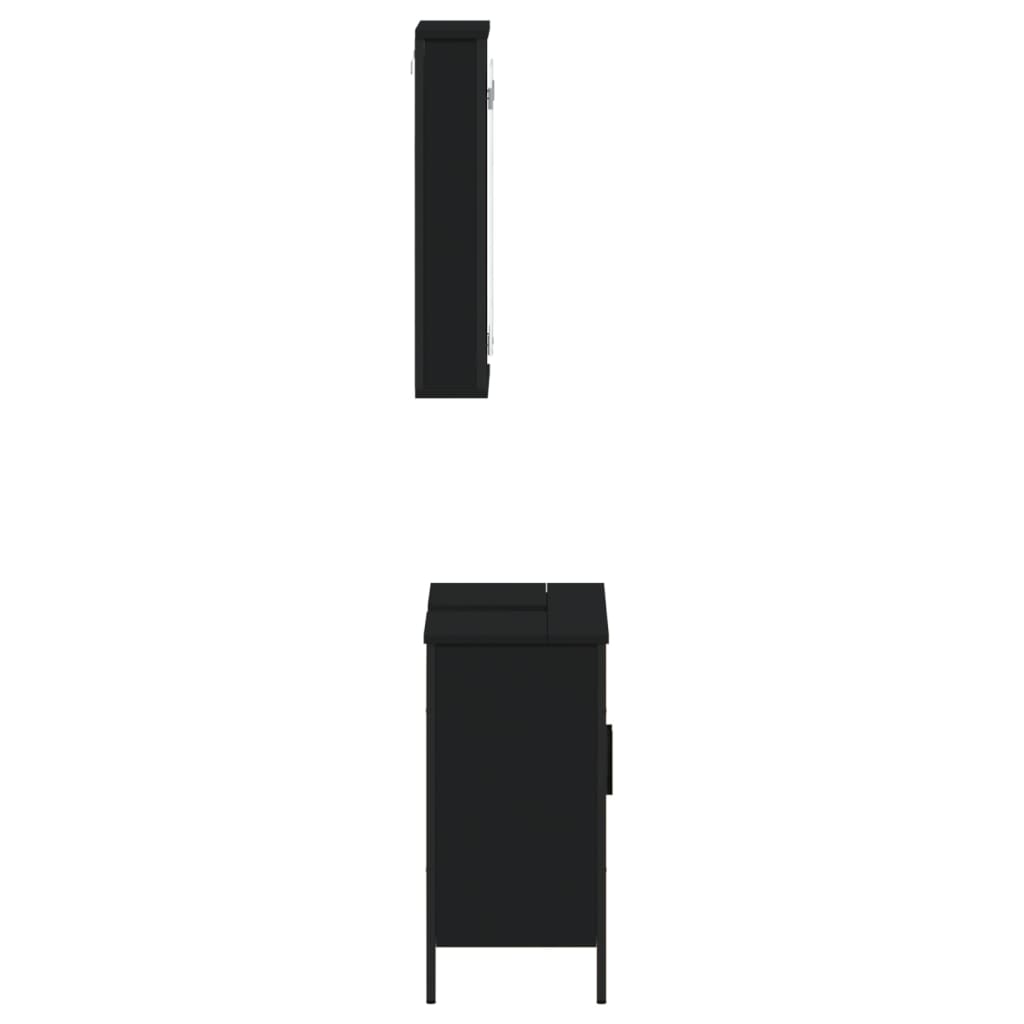 Set Mobili da Bagno 2 pz Nero in Legno Multistrato 3214780