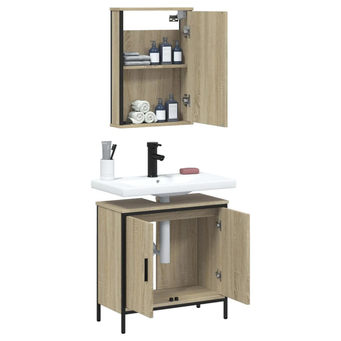 Set Mobili da Bagno 2 pz Rovere Sonoma in Legno Multistrato 3214781