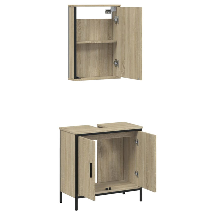 Set Mobili da Bagno 2 pz Rovere Sonoma in Legno Multistrato 3214781