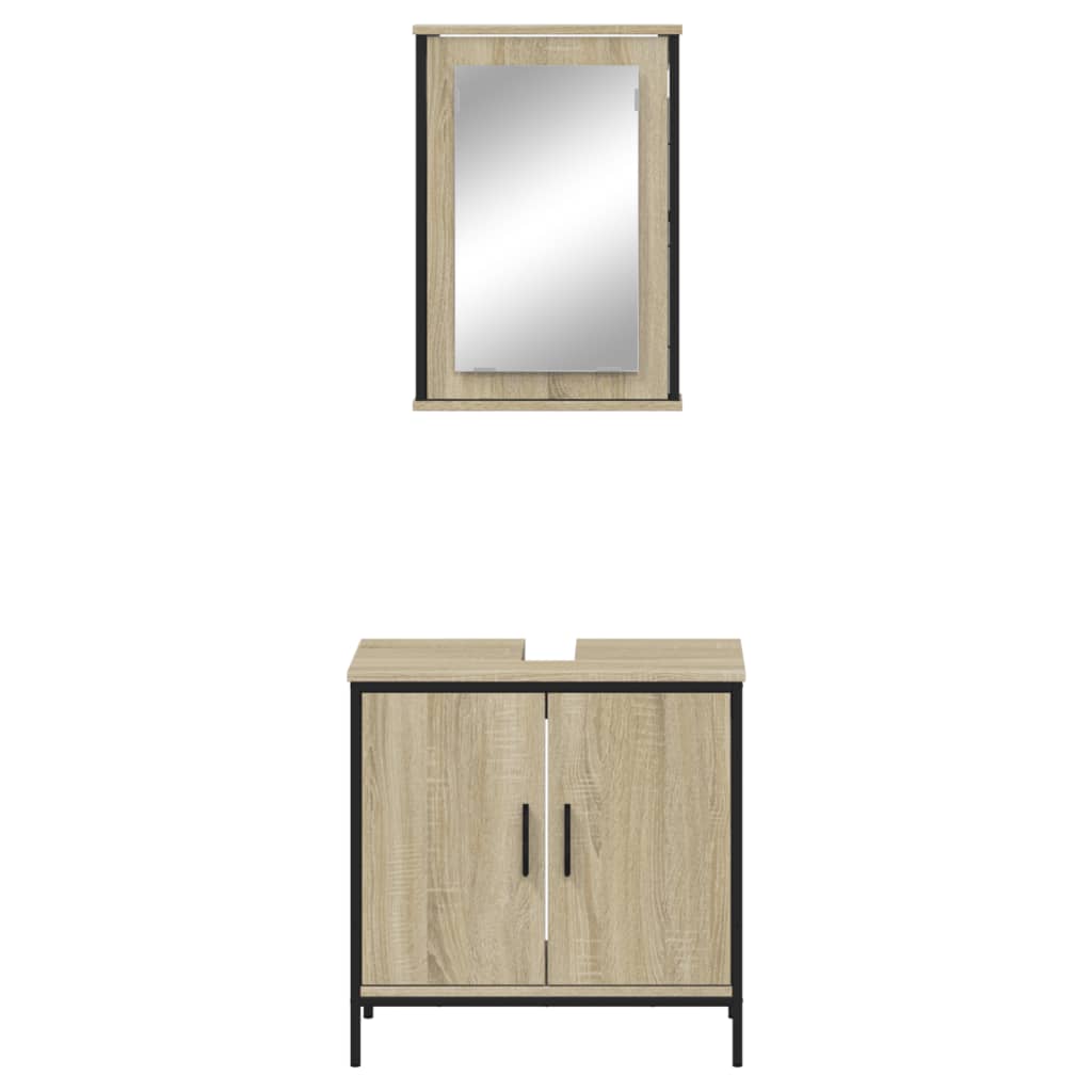 Set Mobili da Bagno 2 pz Rovere Sonoma in Legno Multistrato 3214781