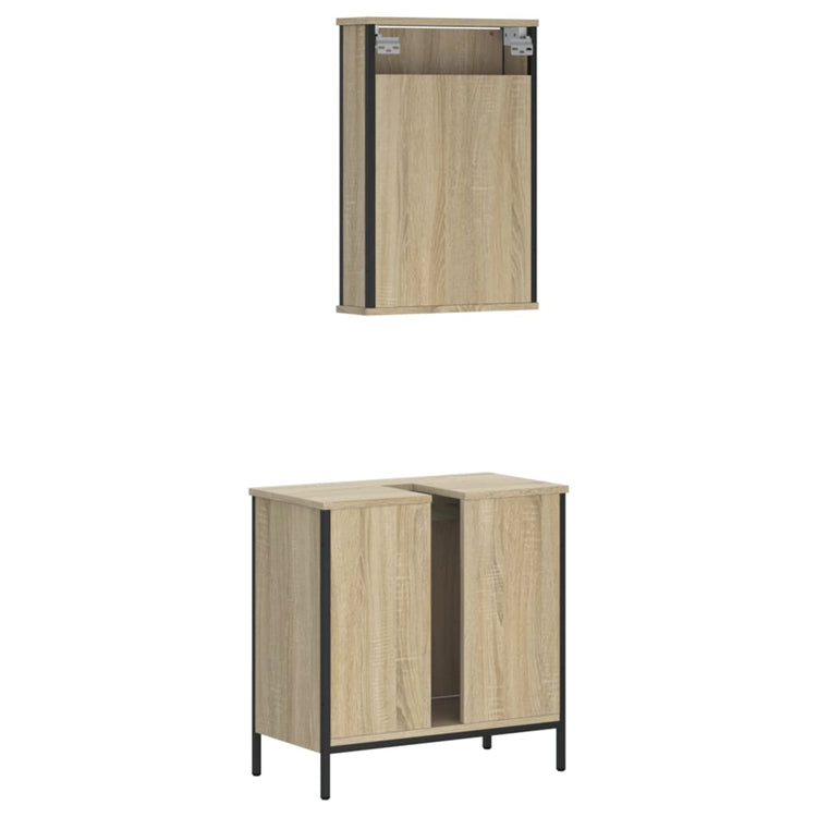 Set Mobili da Bagno 2 pz Rovere Sonoma in Legno Multistrato 3214781