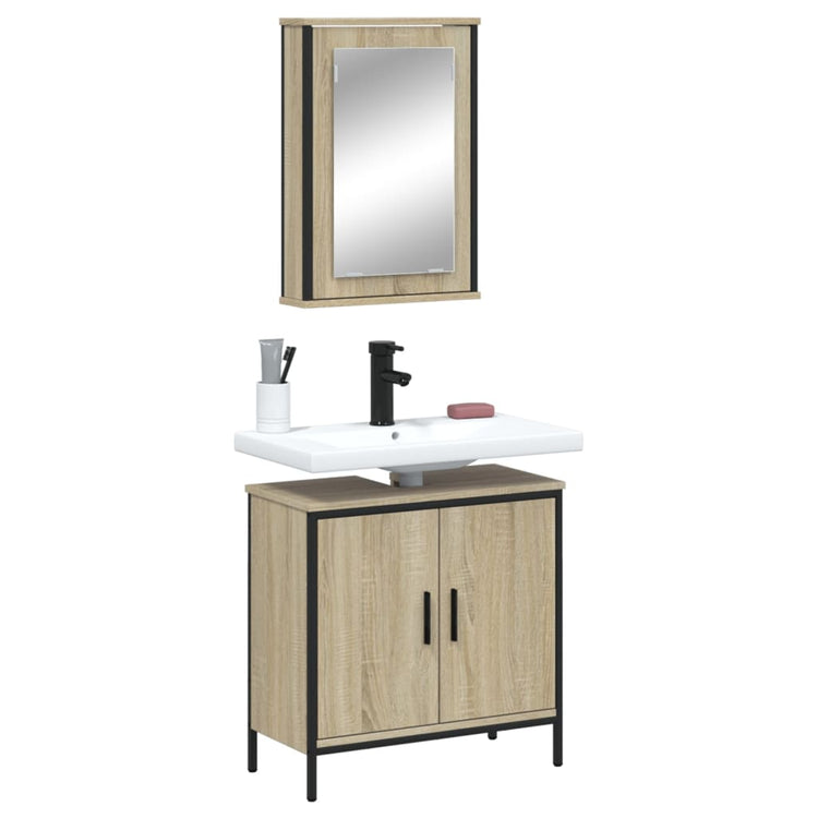 Set Mobili da Bagno 2 pz Rovere Sonoma in Legno Multistrato 3214781