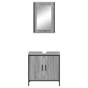 Set Mobili da Bagno 2 pz Grigio Sonoma in Legno Multistrato 3214783