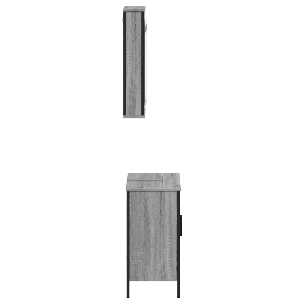 Set Mobili da Bagno 2 pz Grigio Sonoma in Legno Multistrato 3214783