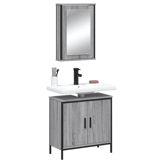 Set Mobili da Bagno 2 pz Grigio Sonoma in Legno Multistrato 3214783