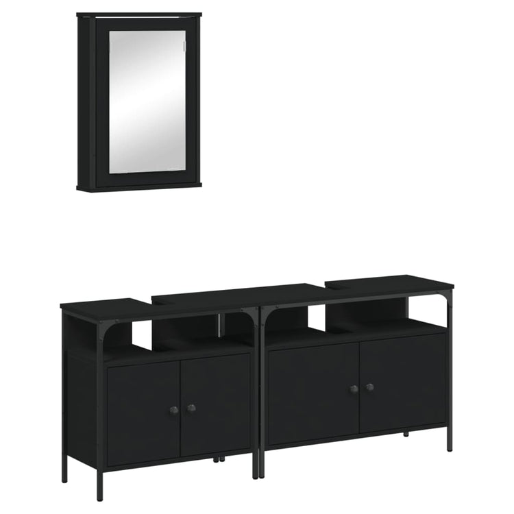 Set Mobili da Bagno 3 pz Nero in Legno Multistrato 3214785