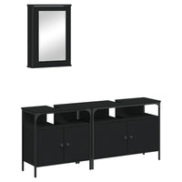 Set Mobili da Bagno 3 pz Nero in Legno Multistratocod mxl 116517