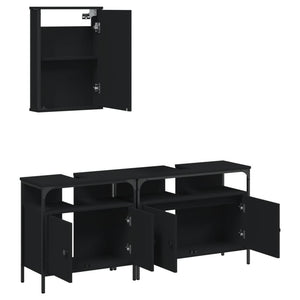 Set Mobili da Bagno 3 pz Nero in Legno Multistrato 3214785