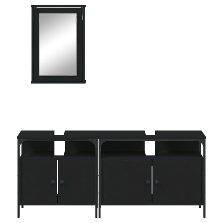 Set Mobili da Bagno 3 pz Nero in Legno Multistrato 3214785