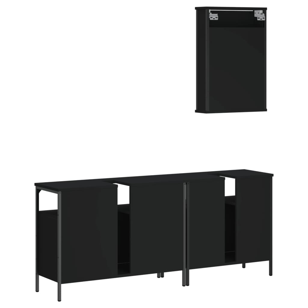 Set Mobili da Bagno 3 pz Nero in Legno Multistrato 3214785