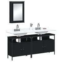 Set Mobili da Bagno 3 pz Nero in Legno Multistratocod mxl 116517