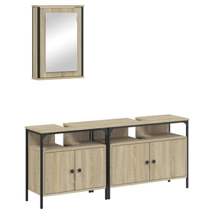 Set Mobili da Bagno 3 pz Rovere Sonoma in Legno Multistrato 3214786