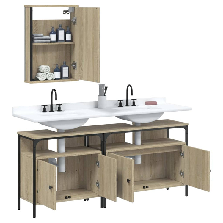 Set Mobili da Bagno 3 pz Rovere Sonoma in Legno Multistrato 3214786