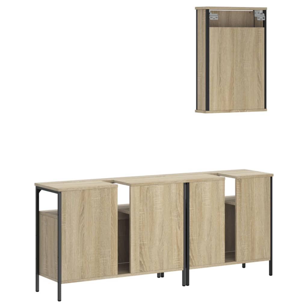 Set Mobili da Bagno 3 pz Rovere Sonoma in Legno Multistrato 3214786