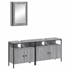 Set Mobili da Bagno 3 pz Grigio Sonoma in Legno Multistrato 3214788