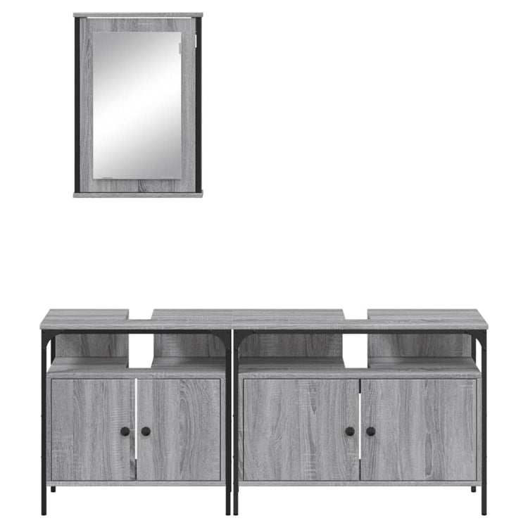 Set Mobili da Bagno 3 pz Grigio Sonoma in Legno Multistrato 3214788