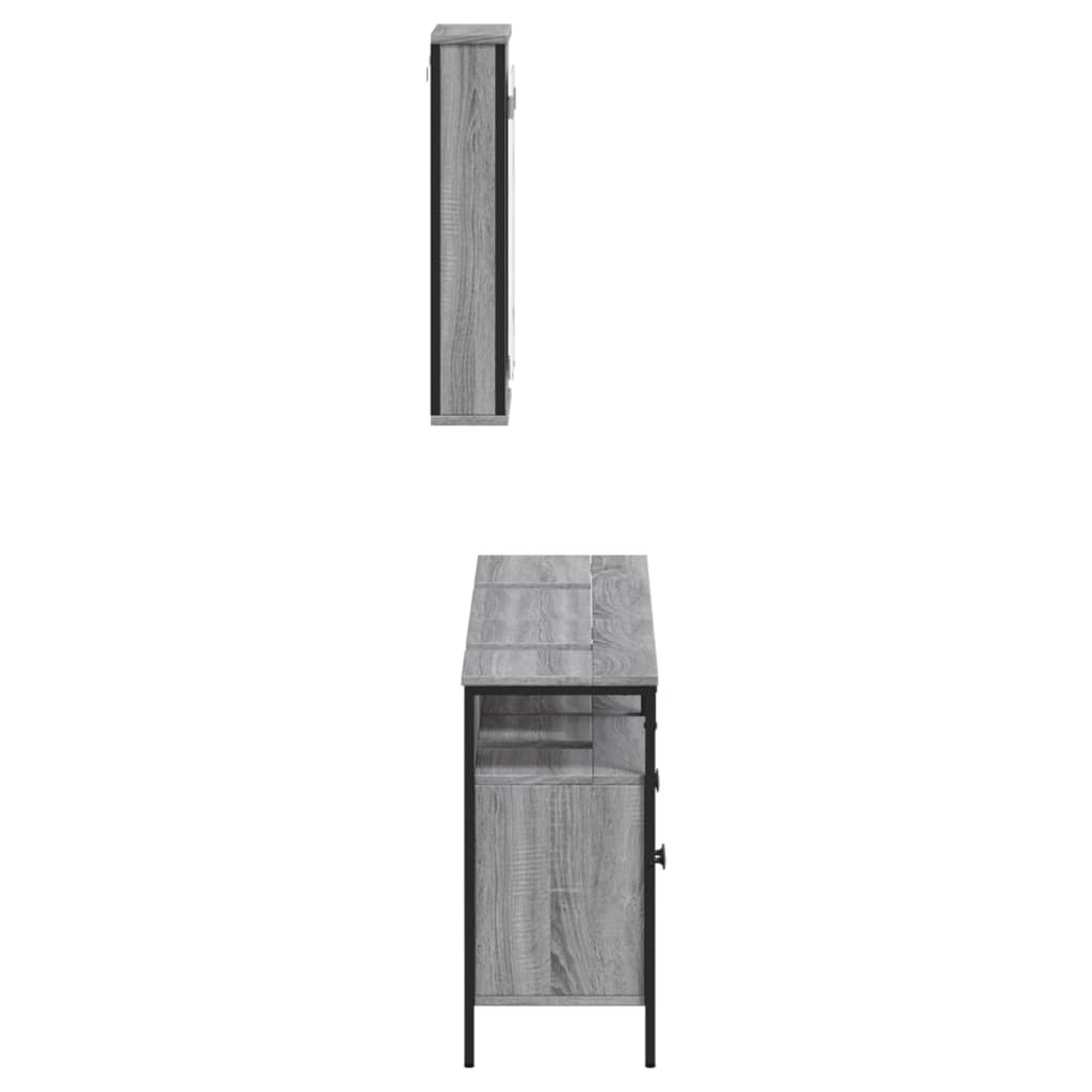 Set Mobili da Bagno 3 pz Grigio Sonoma in Legno Multistrato 3214788