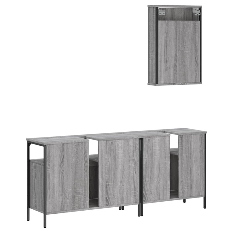 Set Mobili da Bagno 3 pz Grigio Sonoma in Legno Multistrato 3214788