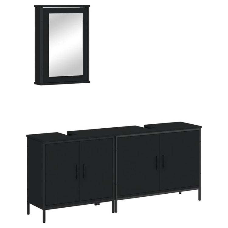 Set Mobili da Bagno 3 pz Nero in Legno Multistrato 3214790