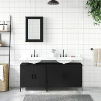 Set Mobili da Bagno 3 pz Nero in Legno Multistrato 3214790