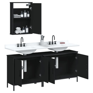 Set Mobili da Bagno 3 pz Nero in Legno Multistrato 3214790