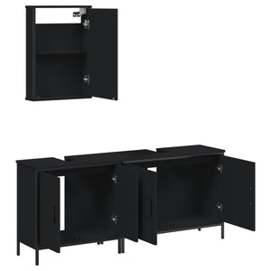 Set Mobili da Bagno 3 pz Nero in Legno Multistrato 3214790