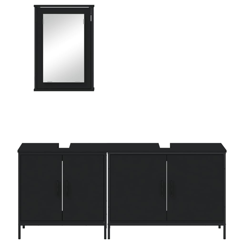 Set Mobili da Bagno 3 pz Nero in Legno Multistrato 3214790