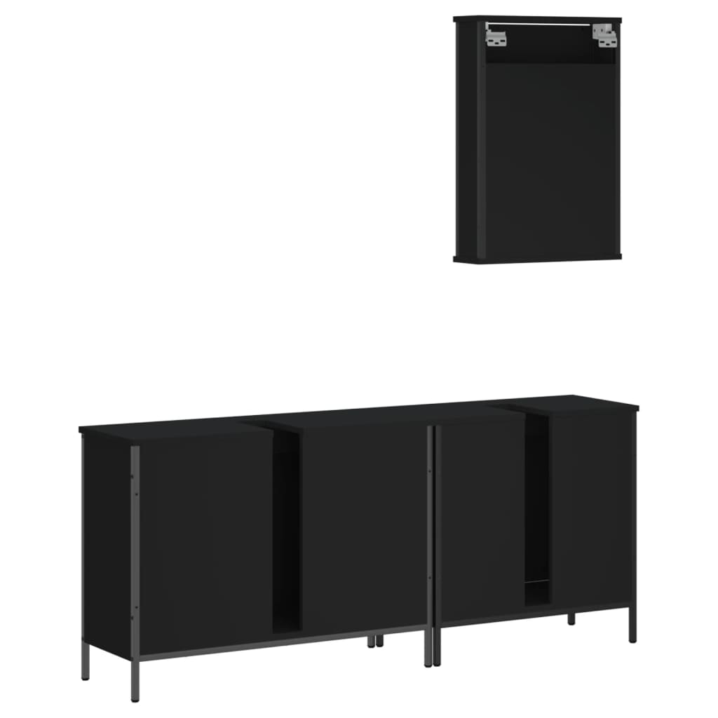 Set Mobili da Bagno 3 pz Nero in Legno Multistrato 3214790