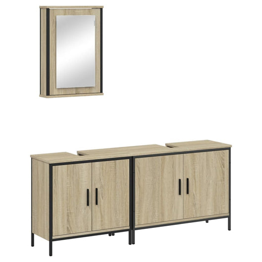 Set Mobili da Bagno 3 pz Rovere Sonoma in Legno Multistrato 3214791