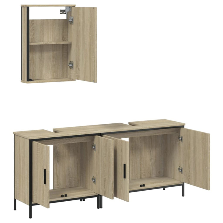 Set Mobili da Bagno 3 pz Rovere Sonoma in Legno Multistrato 3214791