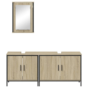 Set Mobili da Bagno 3 pz Rovere Sonoma in Legno Multistrato 3214791