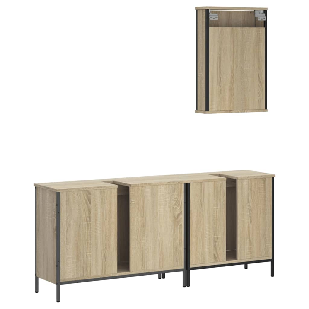 Set Mobili da Bagno 3 pz Rovere Sonoma in Legno Multistrato 3214791