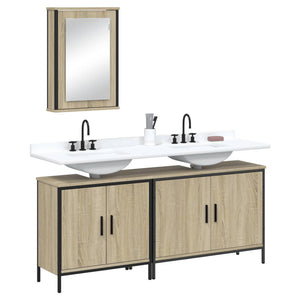 Set Mobili da Bagno 3 pz Rovere Sonoma in Legno Multistrato 3214791