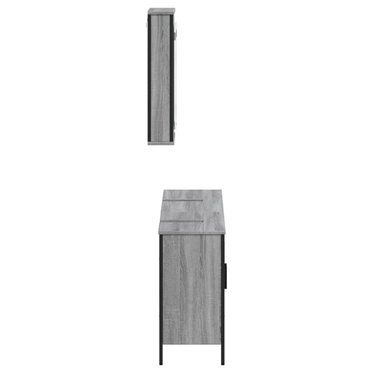 Set Mobili da Bagno 3 pz Grigio Sonoma in Legno Multistrato 3214793