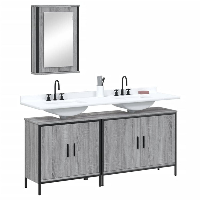 Set Mobili da Bagno 3 pz Grigio Sonoma in Legno Multistratocod mxl 116518