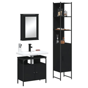 Set Mobili da Bagno 3 pz Nero in Legno Multistrato 3214795