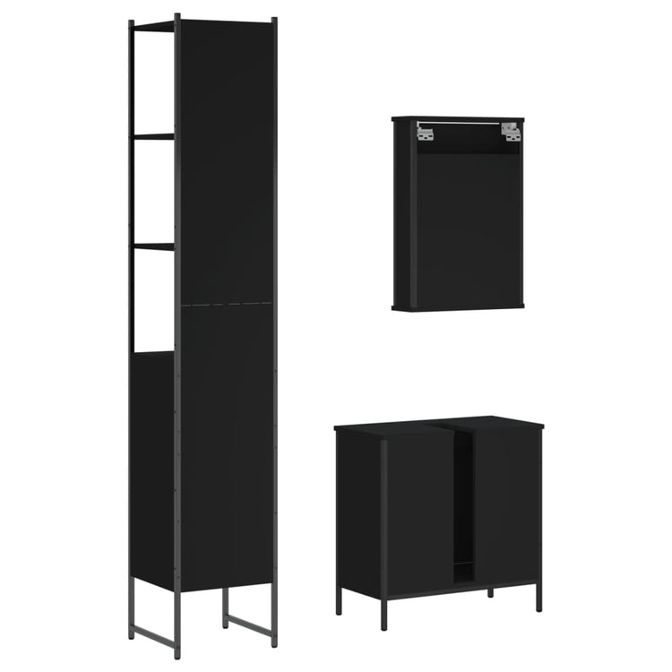 Set Mobili da Bagno 3 pz Nero in Legno Multistrato 3214800