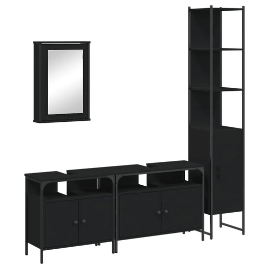 Set Mobili da Bagno 4 pz Nero in Legno Multistrato 3214805