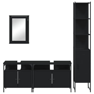 Set Mobili da Bagno 4 pz Nero in Legno Multistrato 3214805