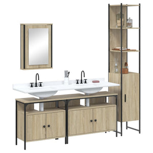 Set Mobili da Bagno 4 pz Rovere Sonoma in Legno Multistrato 3214806