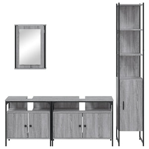 Set Mobili da Bagno 4 pz Grigio Sonoma in Legno Multistrato 3214808