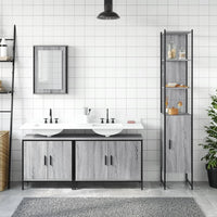 Set Mobili da Bagno 4 pz Grigio Sonoma in Legno Multistrato 3214813