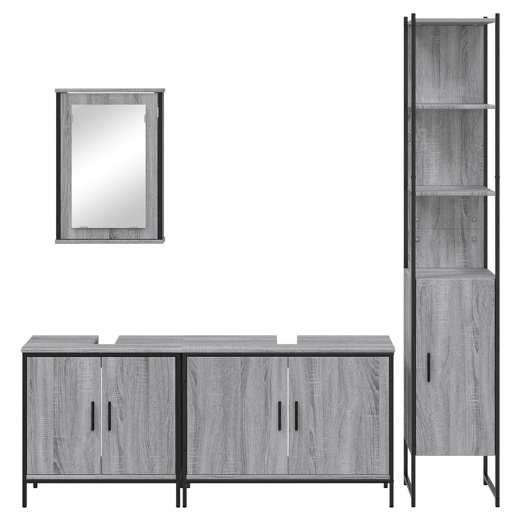 Set Mobili da Bagno 4 pz Grigio Sonoma in Legno Multistrato 3214813