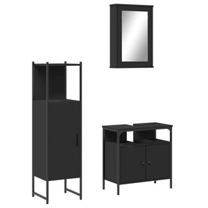 Set Mobili da Bagno 3 pz Nero in Legno Multistrato 3214815