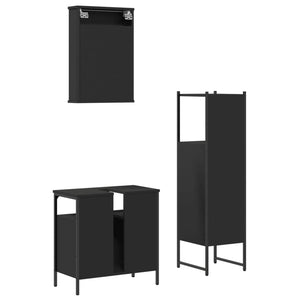 Set Mobili da Bagno 3 pz Nero in Legno Multistrato 3214815