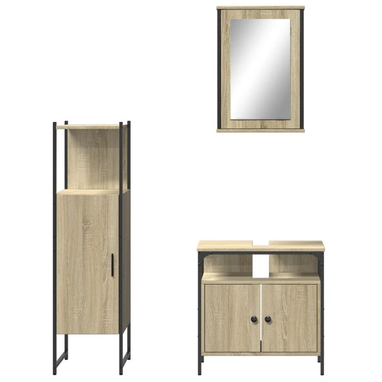 Set Mobili da Bagno 3 pz Rovere Sonoma in Legno Multistrato 3214816