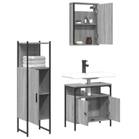 Set Mobili da Bagno 3 pz Grigio Sonoma in Legno Multistrato 3214818