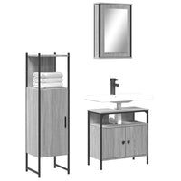 Set Mobili da Bagno 3 pz Grigio Sonoma in Legno Multistrato 3214818