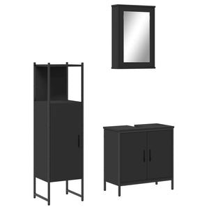 Set Mobili da Bagno 3 pz Nero in Legno Multistrato 3214820