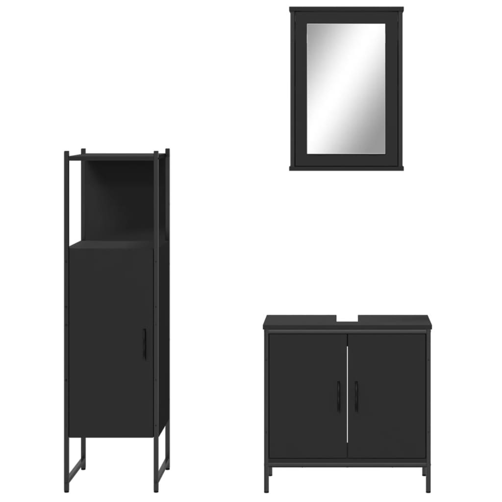 Set Mobili da Bagno 3 pz Nero in Legno Multistrato 3214820